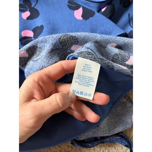 Boden Eden Wrap Dress size 12 Blue Long Sleeve Floral - Picture 15 of 15